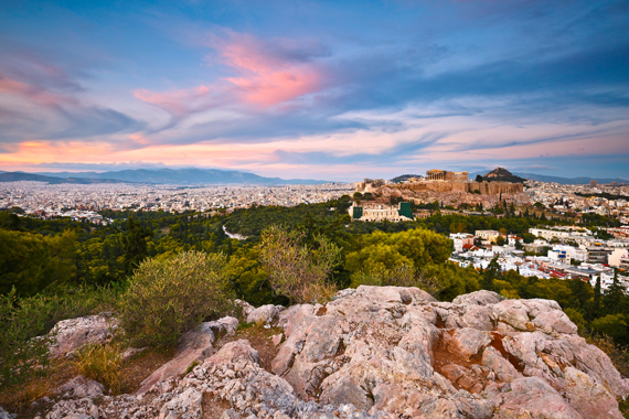 Akropolio panorama nuo Filopappou kalbos, Graikija